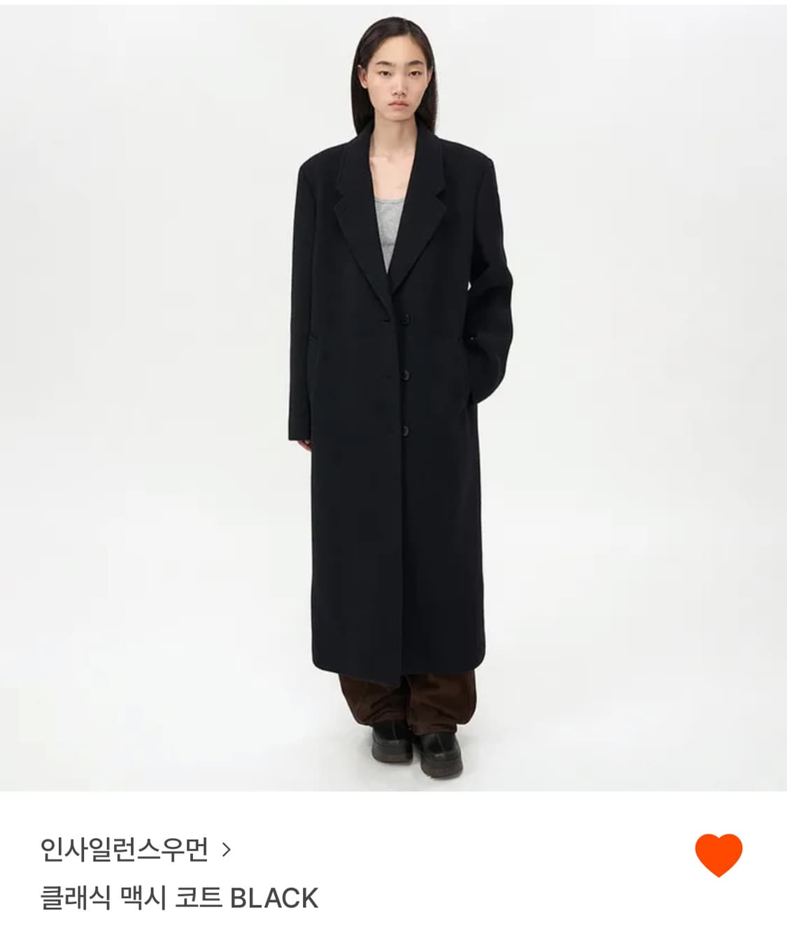 인사일런스우먼 클래식 맥시 코트 BLACK xs 상품이미지1