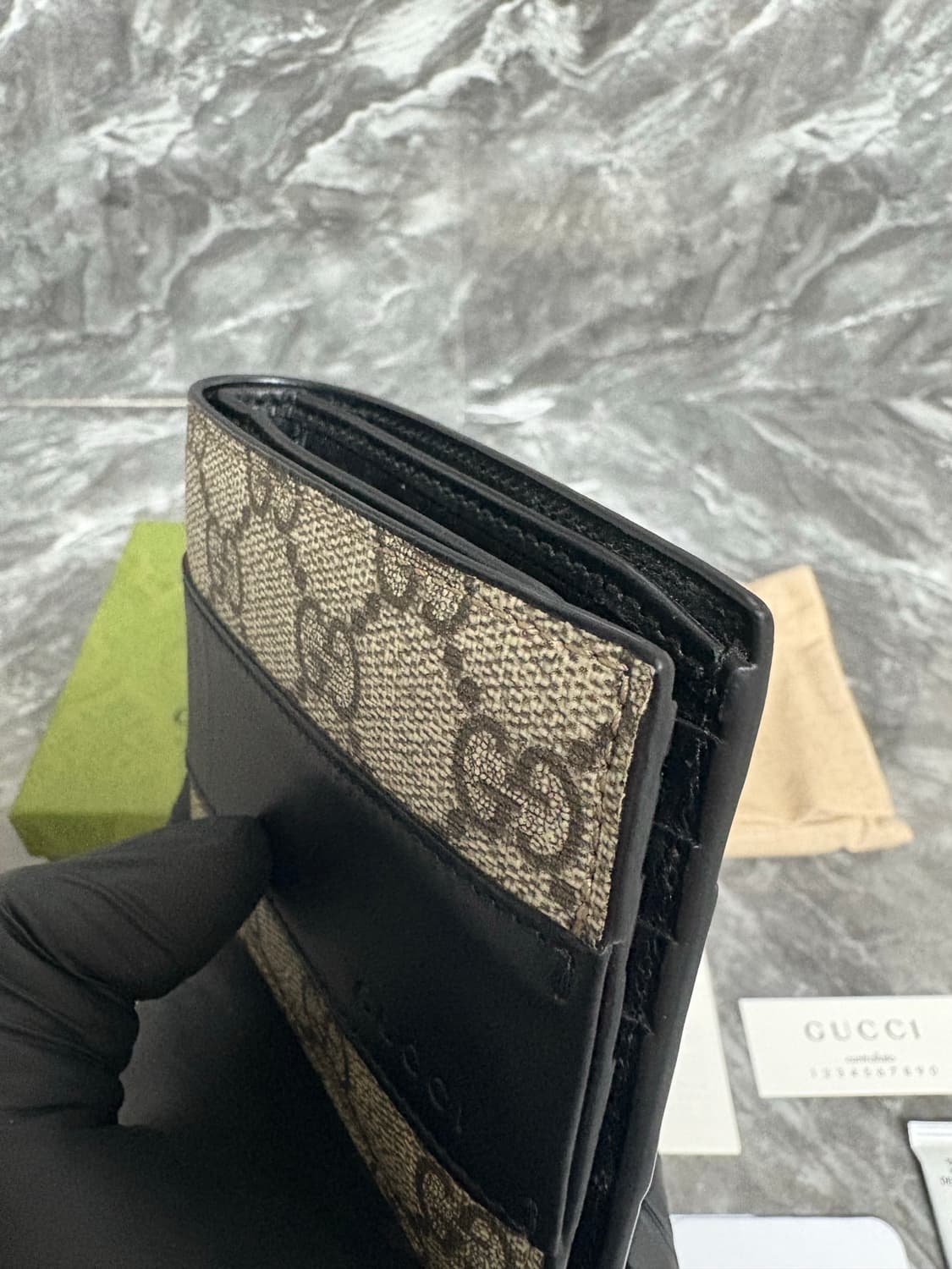(새상품급) 구찌 GG 슈프림 반지갑 베이지 에보니 상품이미지4