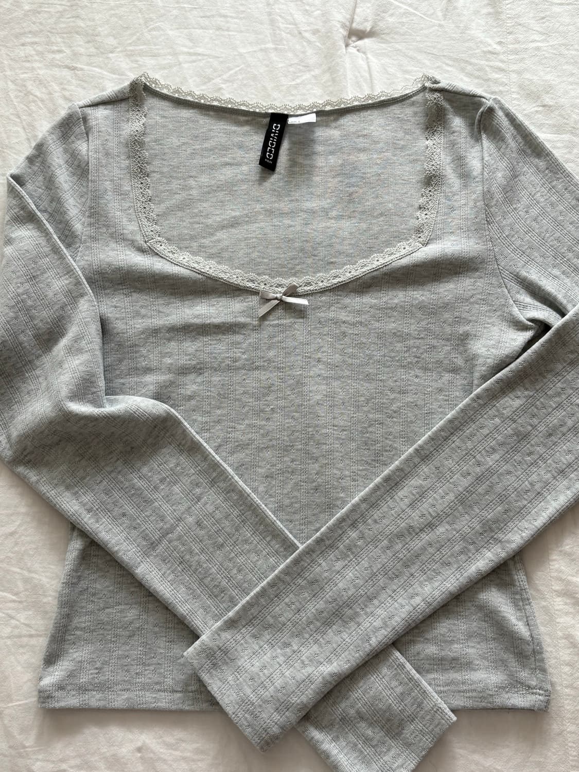 H&M 레이스 포인텔 탑 멜란지그레이 상품이미지1