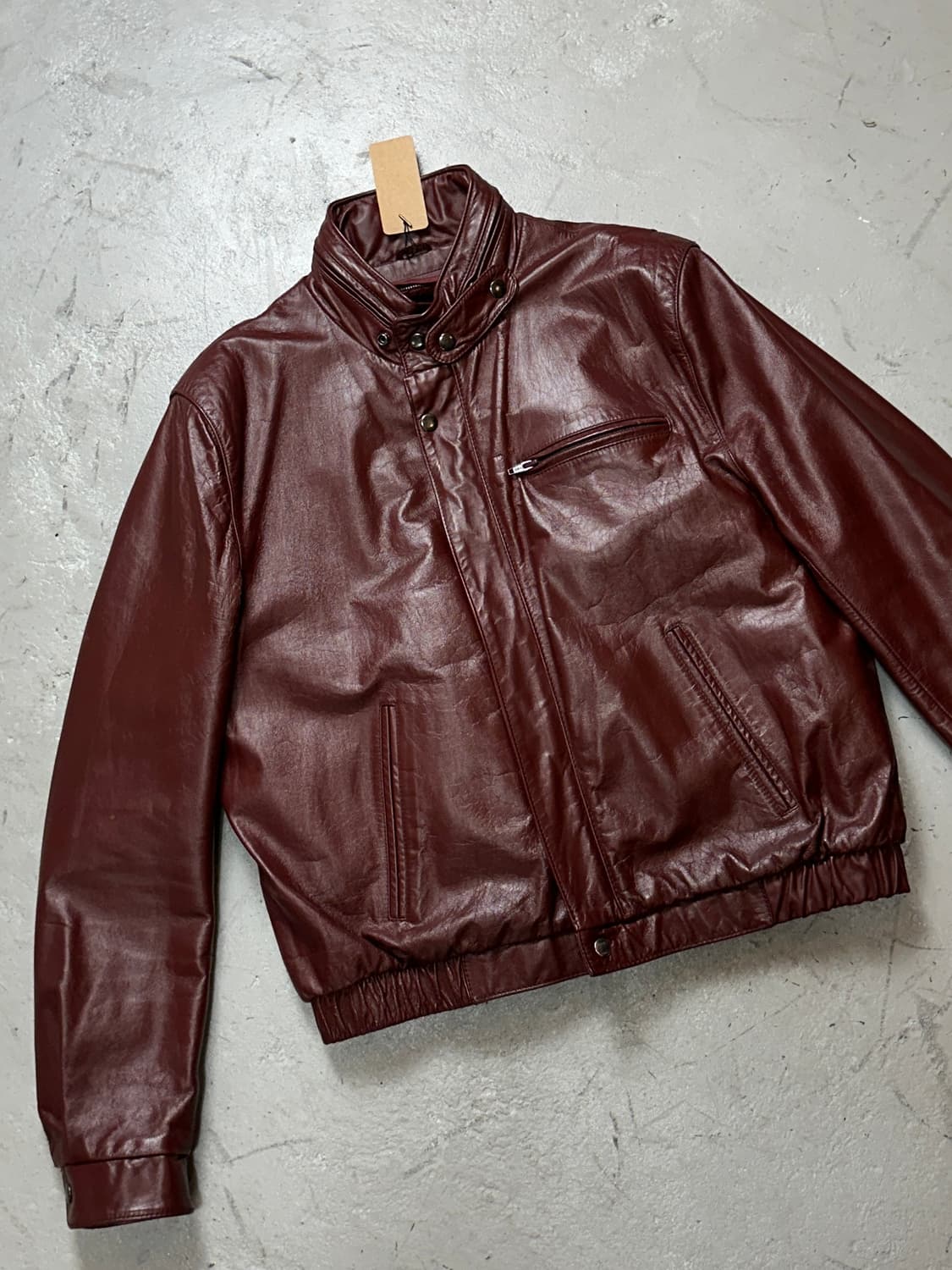 80's 빈티지 버건디 레더 자켓 파이트클럽 타일러 더든 상품이미지5