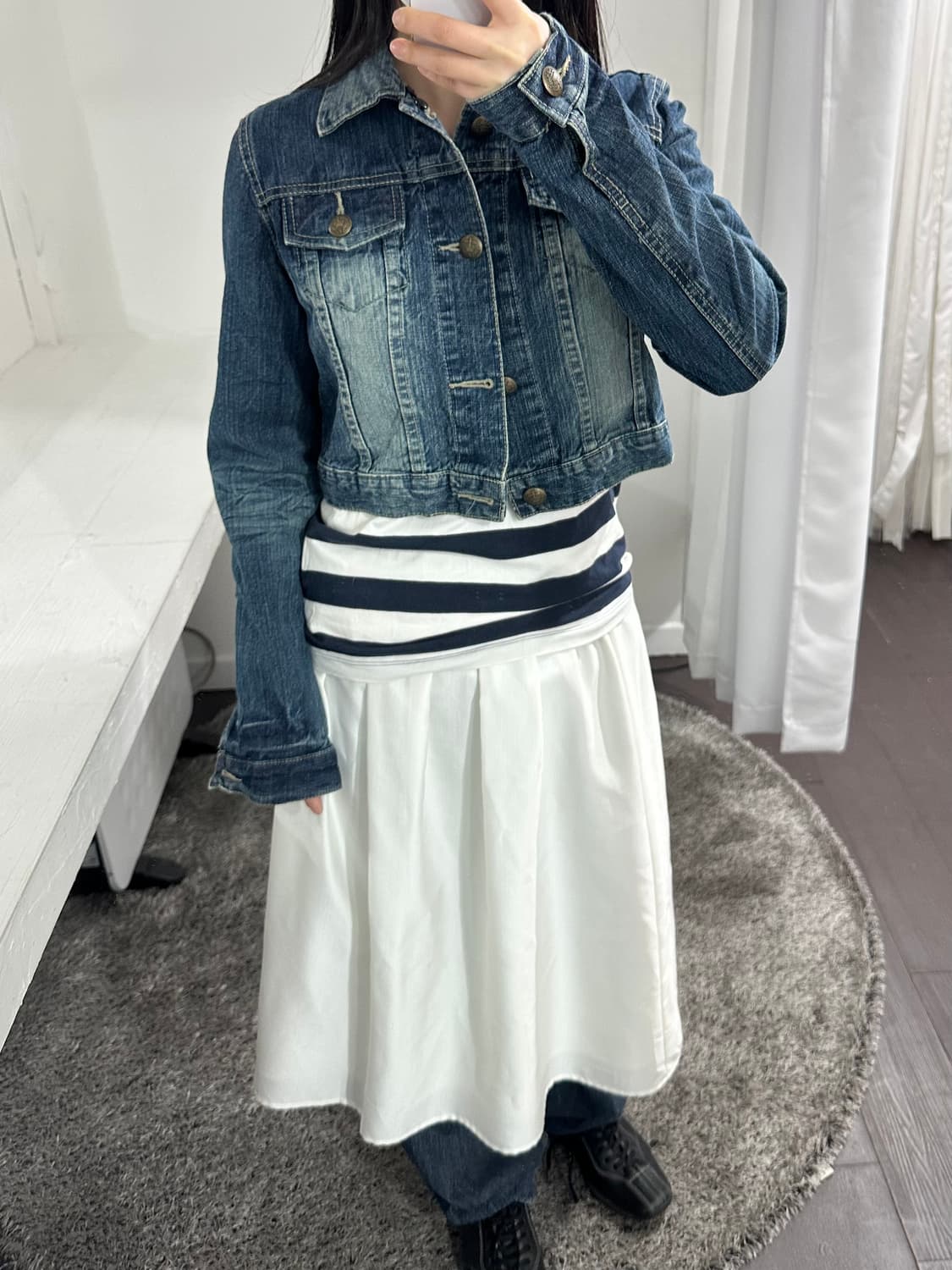 urban standard crop denim jacket 상품이미지3