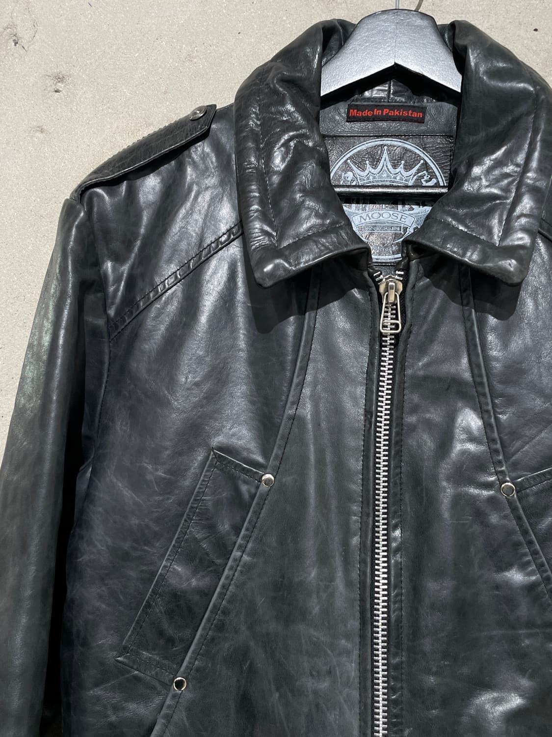 무스너클 차콜 그레이 레더 자켓 상품이미지2