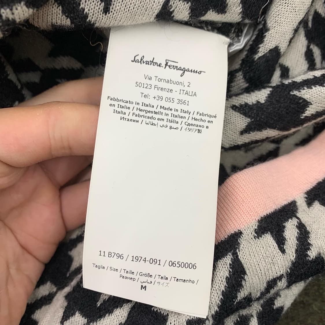 살바토레 페라가모 하운드 투스 체크 시보리 하프 니트 상품이미지6