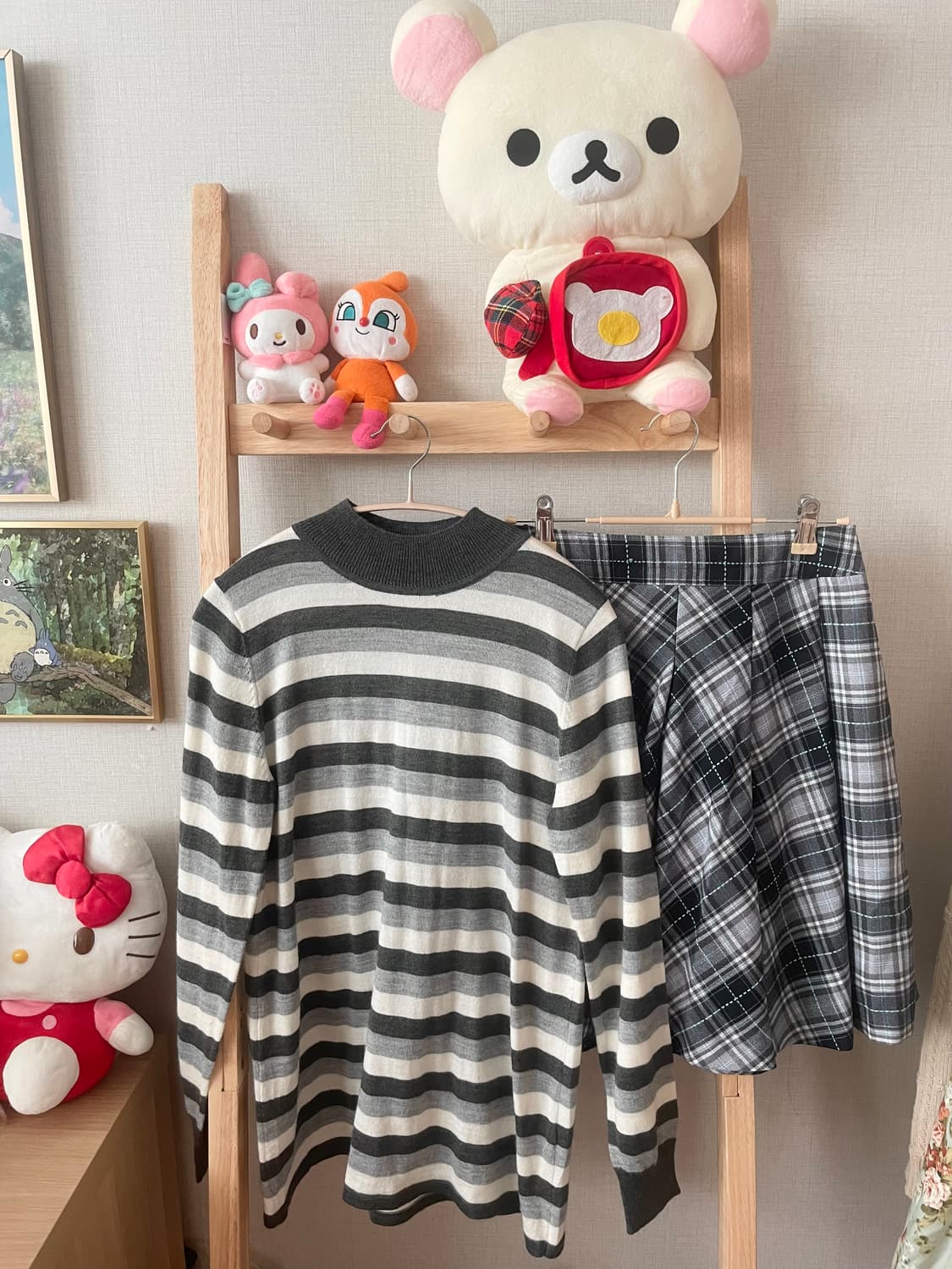 모리걸 빈티지 무채색 사와코 케이프 set 🩶🖤 상품이미지3