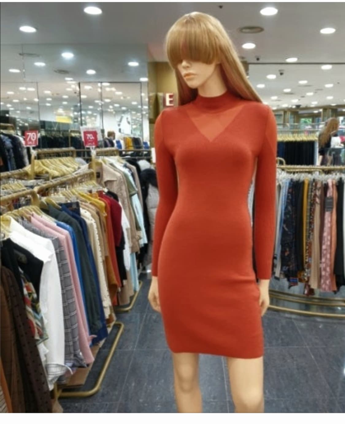 (새상품)에고이스트 시스루넥 슬림 미니원피스55 상품이미지7