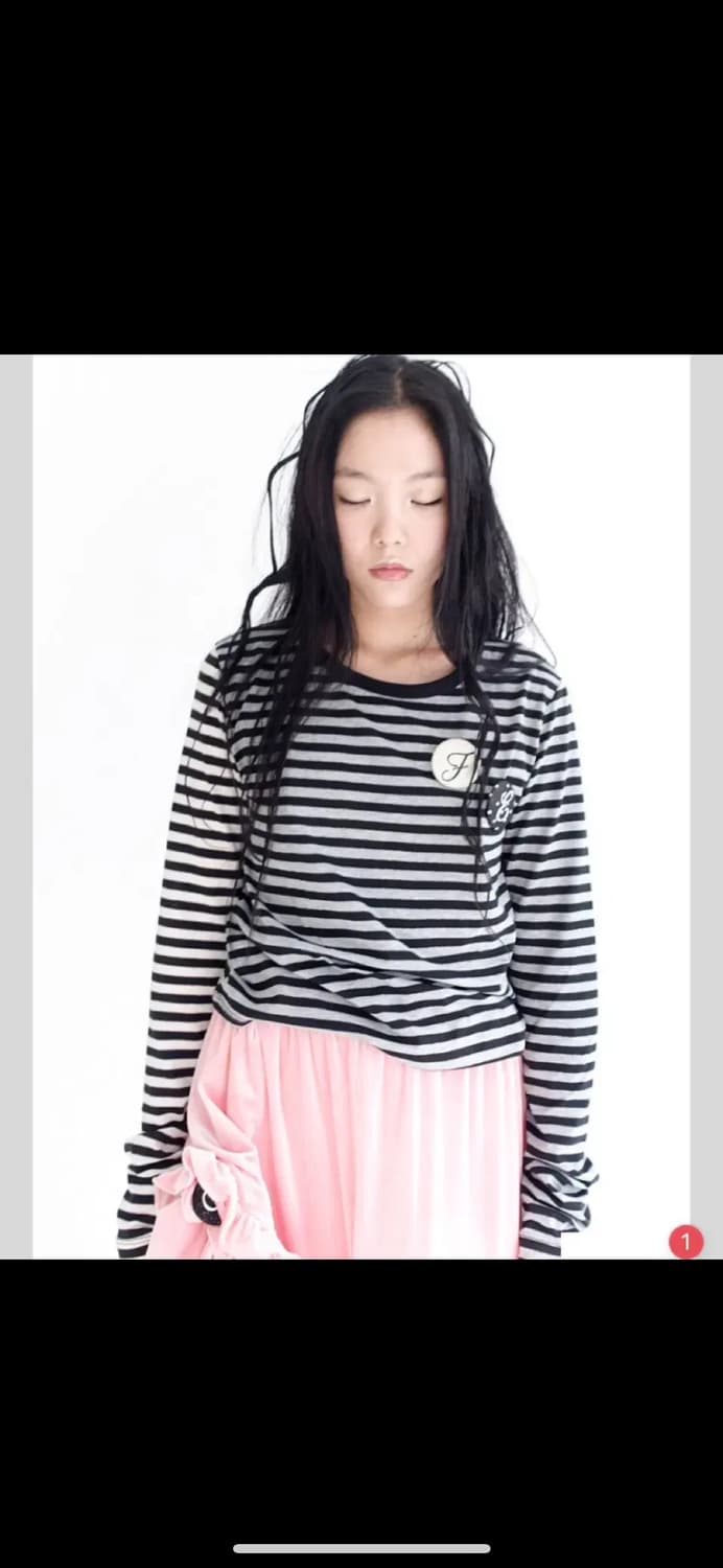 샵페어리 스트라이프 탑 핀버튼 블랙 상품이미지1