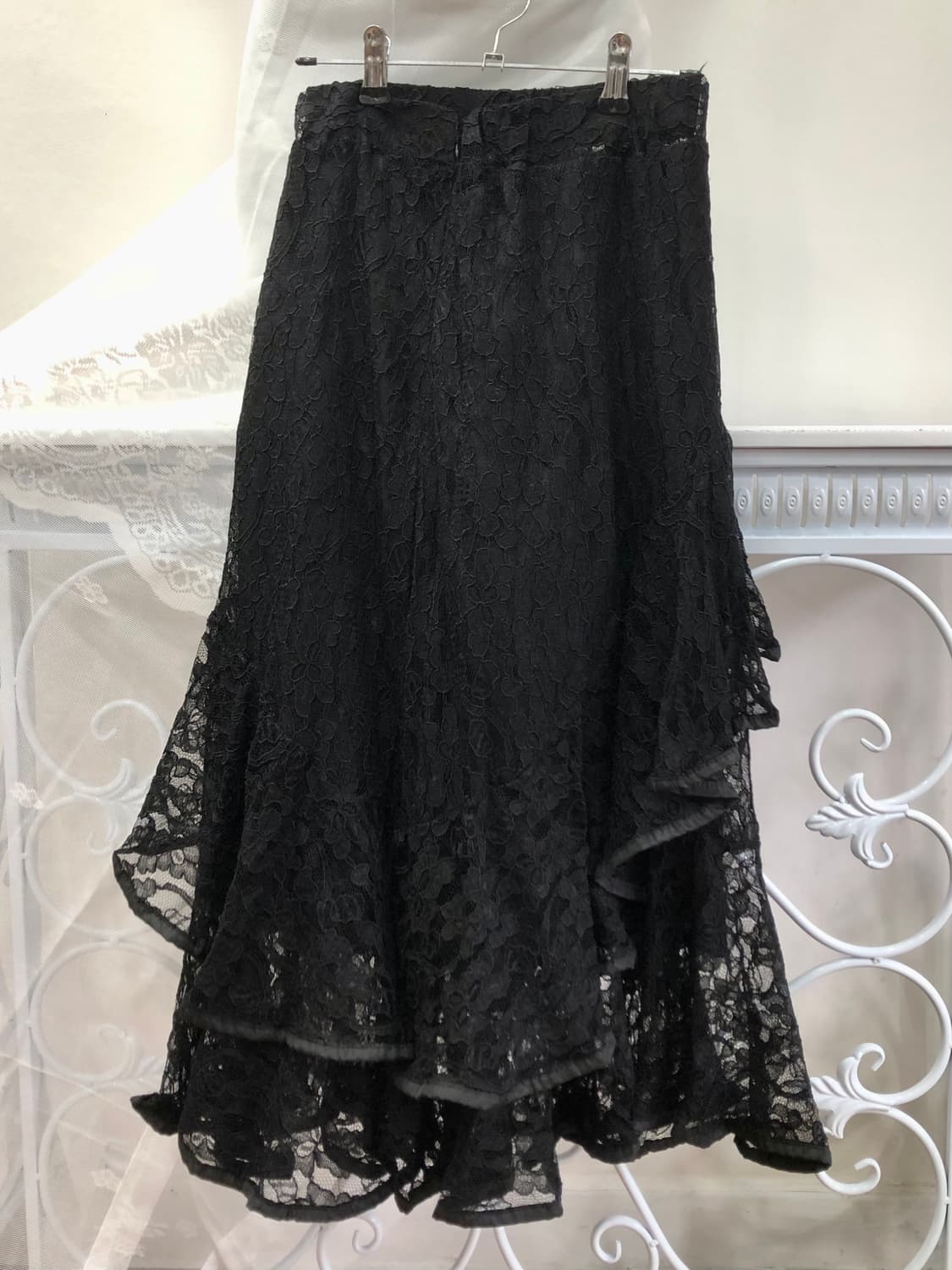 black lace layered long skirt 상품이미지2