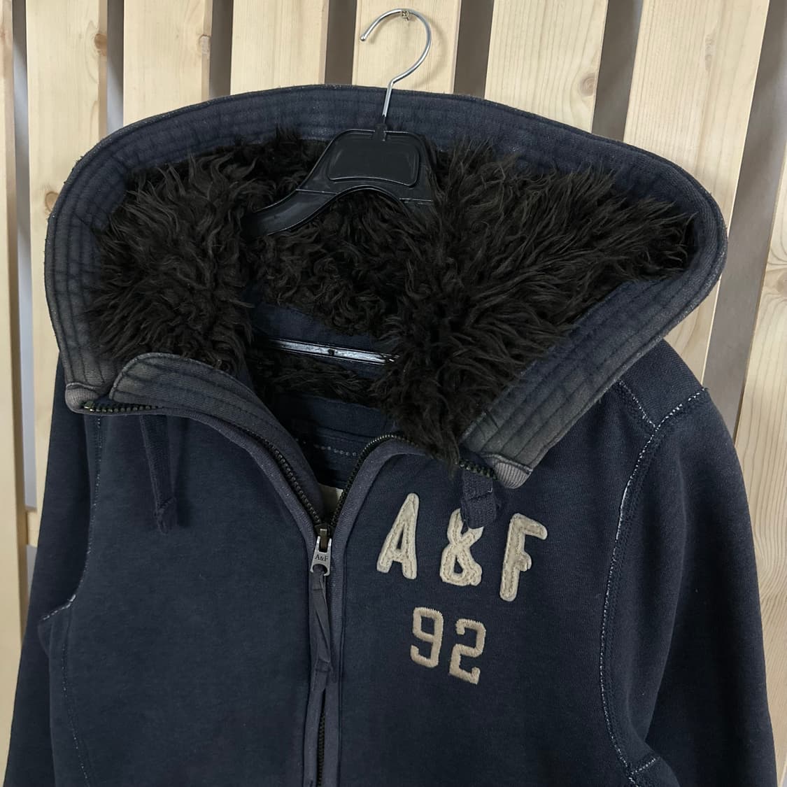 (M) 아베크롬비 데미지 네이비 양털 후드집업 상품이미지4
