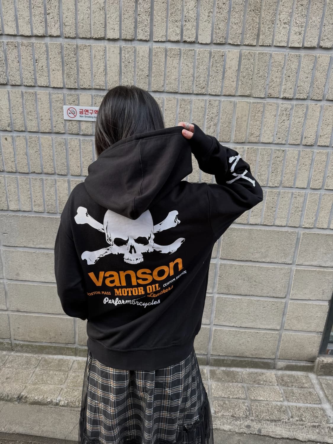 밴슨 오버핏 스컬 로고 후드집업 상품이미지8