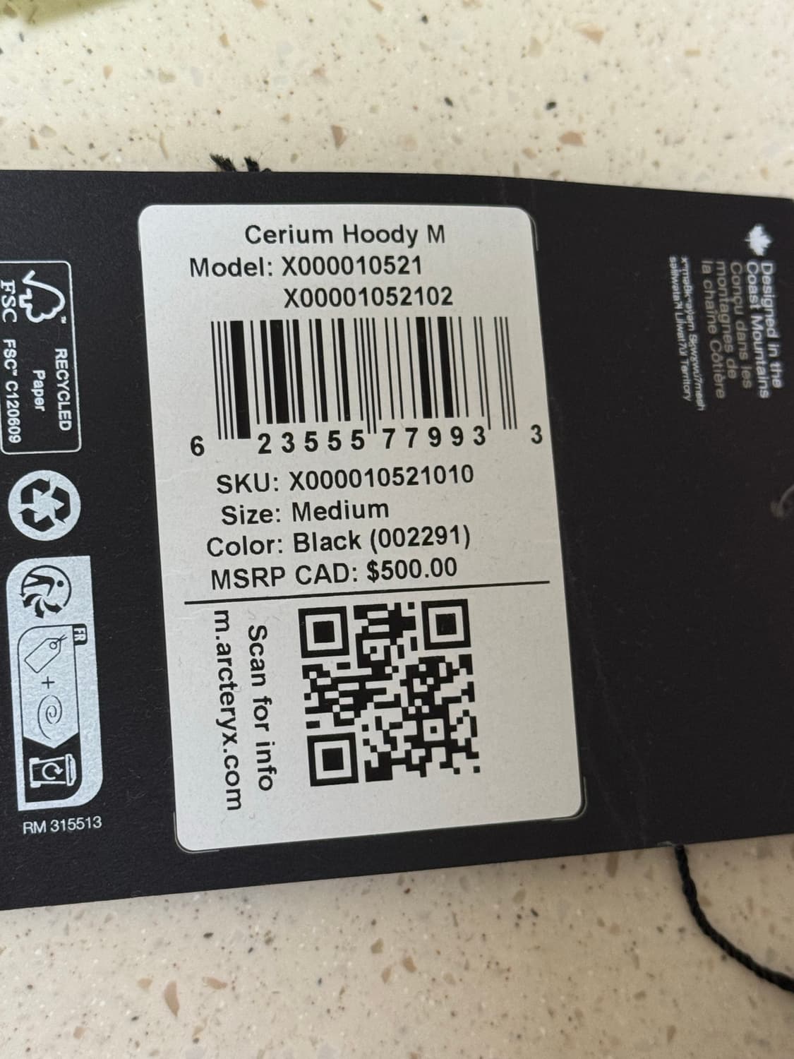 아크테릭스 세륨 블랙(M) 상품이미지2