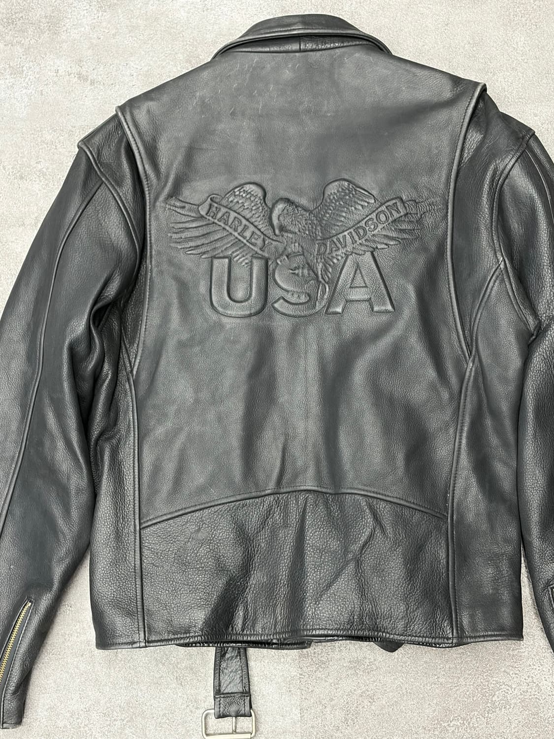 90s 할리데이비슨 블랙 페이크 가죽 자켓 USA 프린팅 상품이미지2