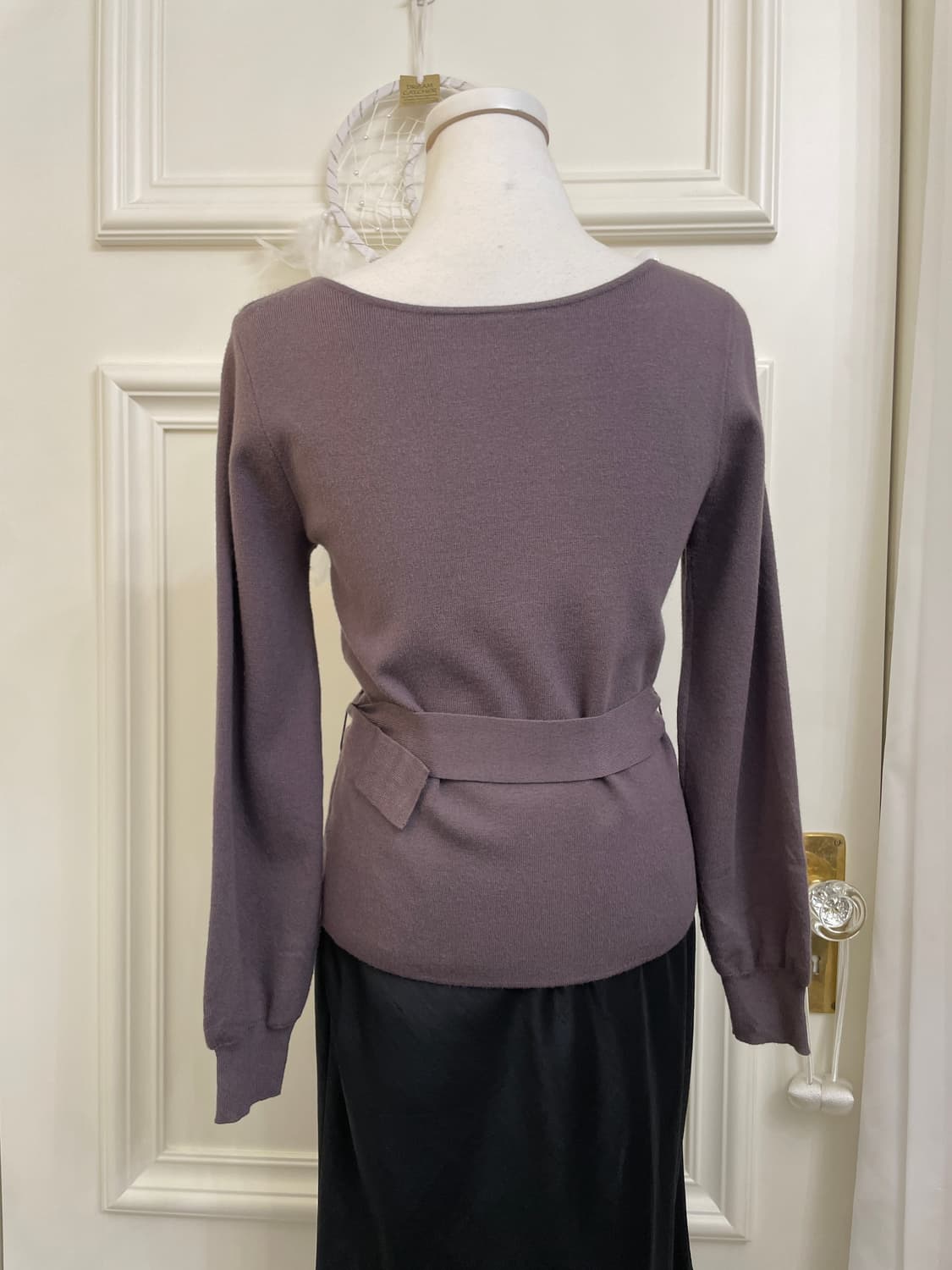deep purple brown belt point v-neck knit 상품이미지5