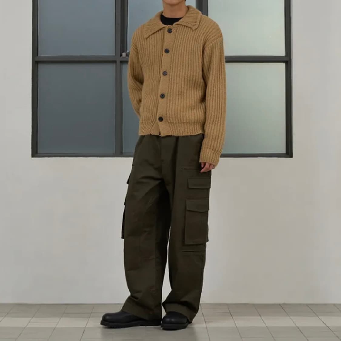 카멜 버튼 가디건 니트 상품이미지2