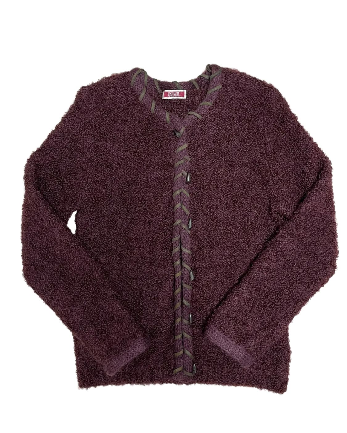 Burgundy toggle button cardigan 상품이미지1