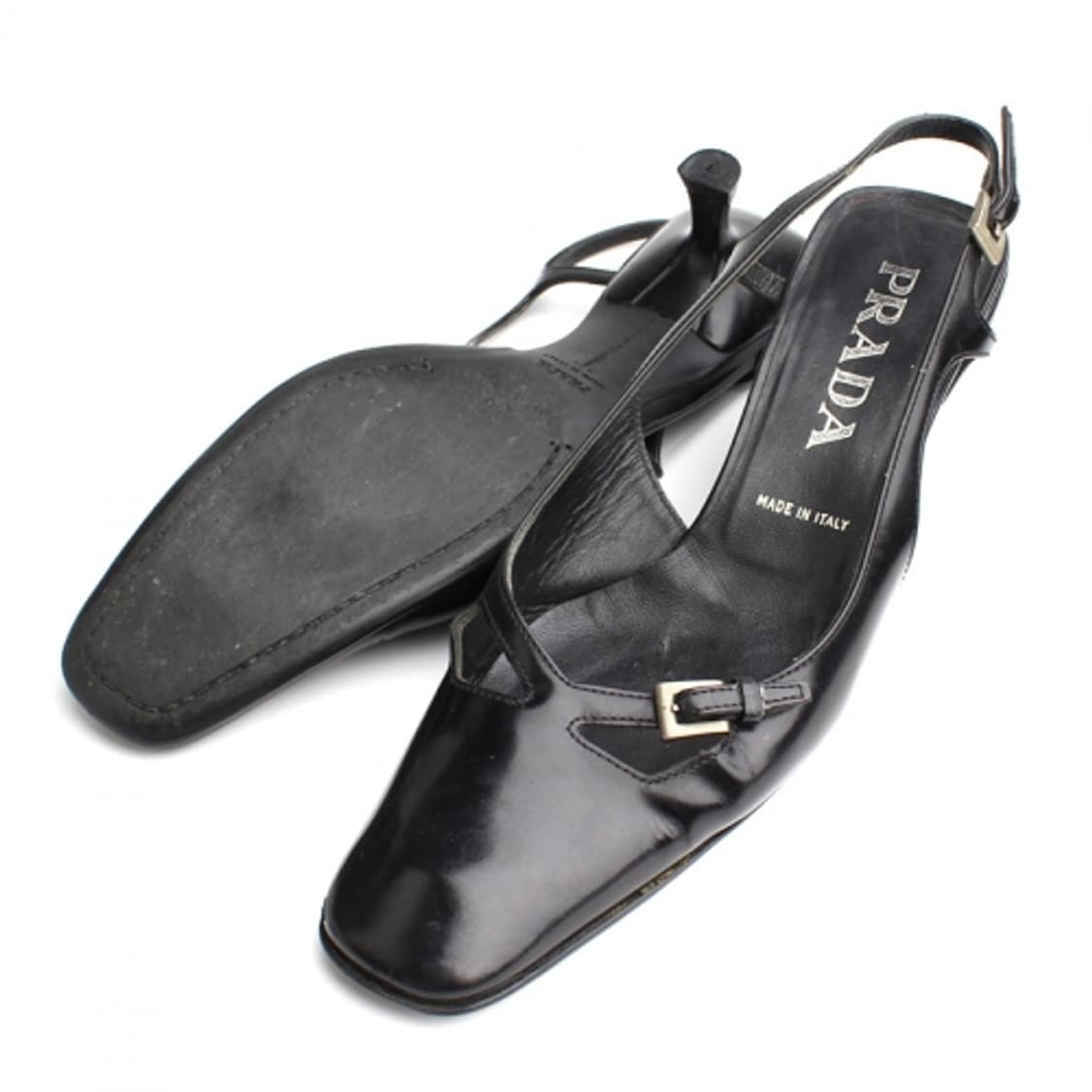 프라다 블랙 페이던트 은장버클 슬링백 35.5 상품이미지3