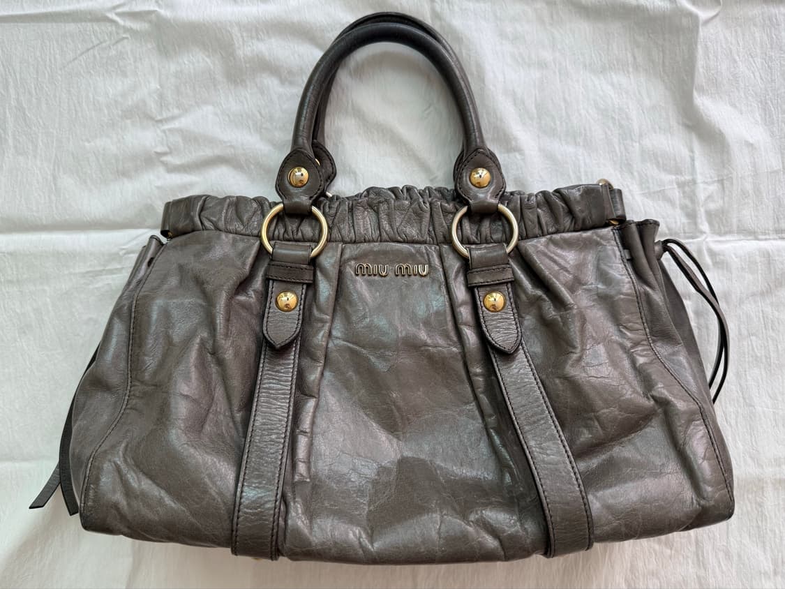 Vintage MiuMiu Vitello Satchel Bag 그레이 상품이미지1