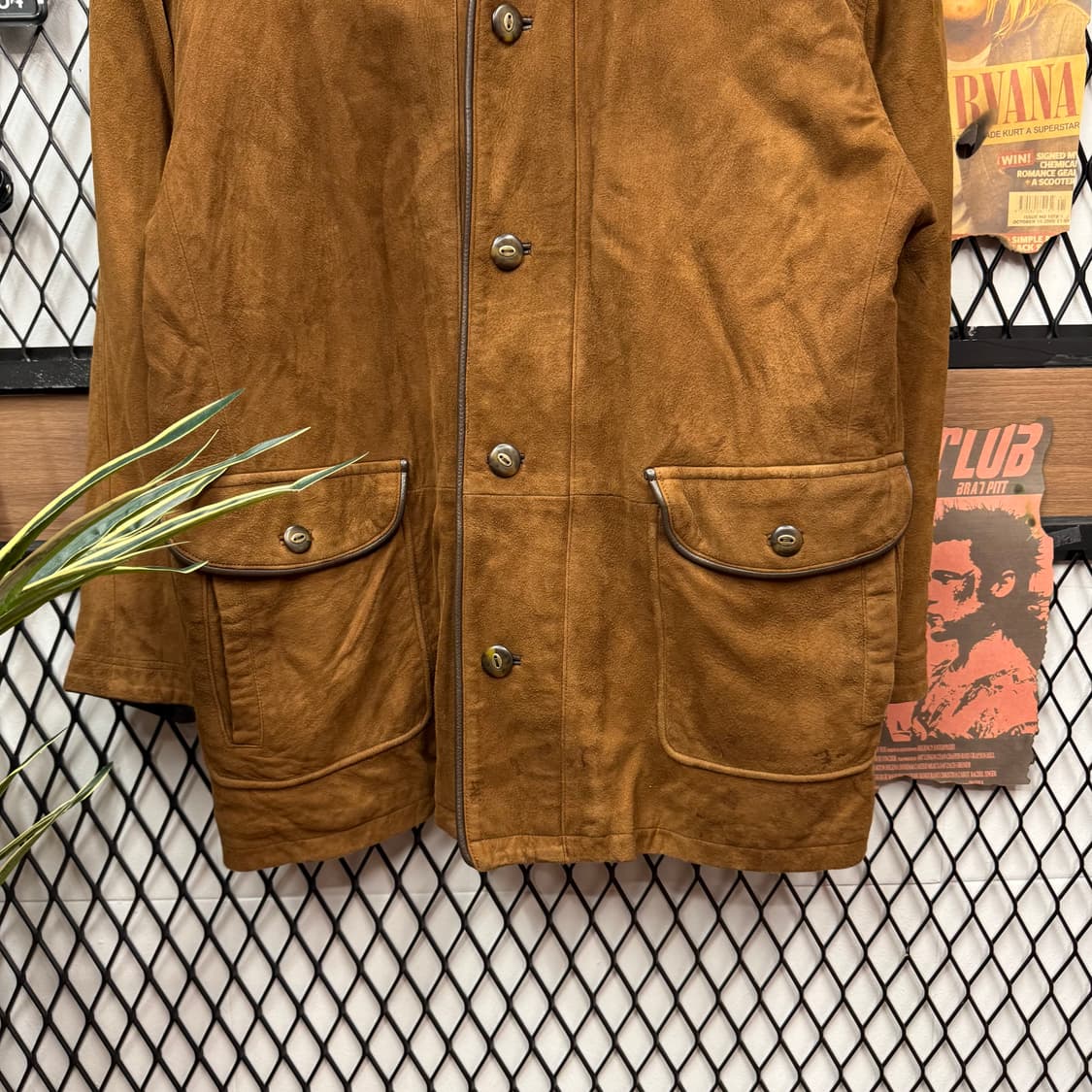 90s JPN VINTAGE 양가죽 스웨이드 미디 코트 브라운 상품이미지4