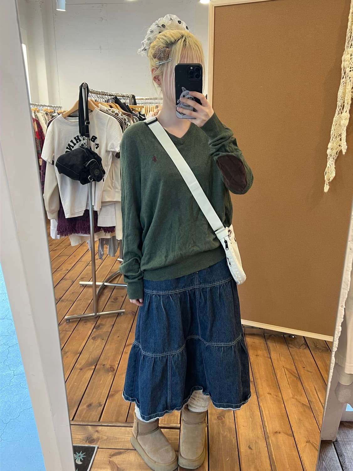 폴로 카키 브이넥 니트  상품이미지5