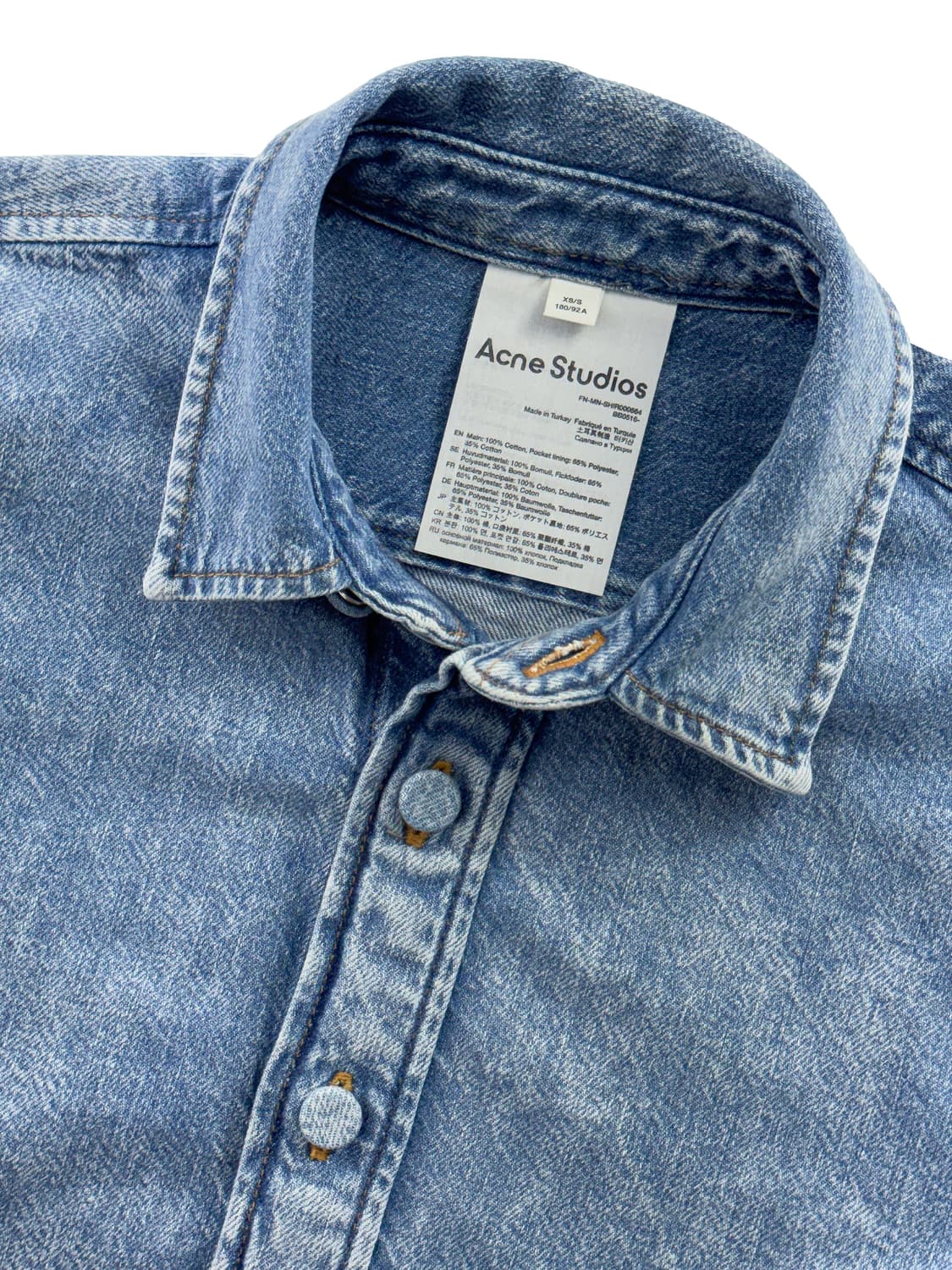 아크네 스튜디오 버튼업 데님 셔츠 스카이 블루 상품이미지4
