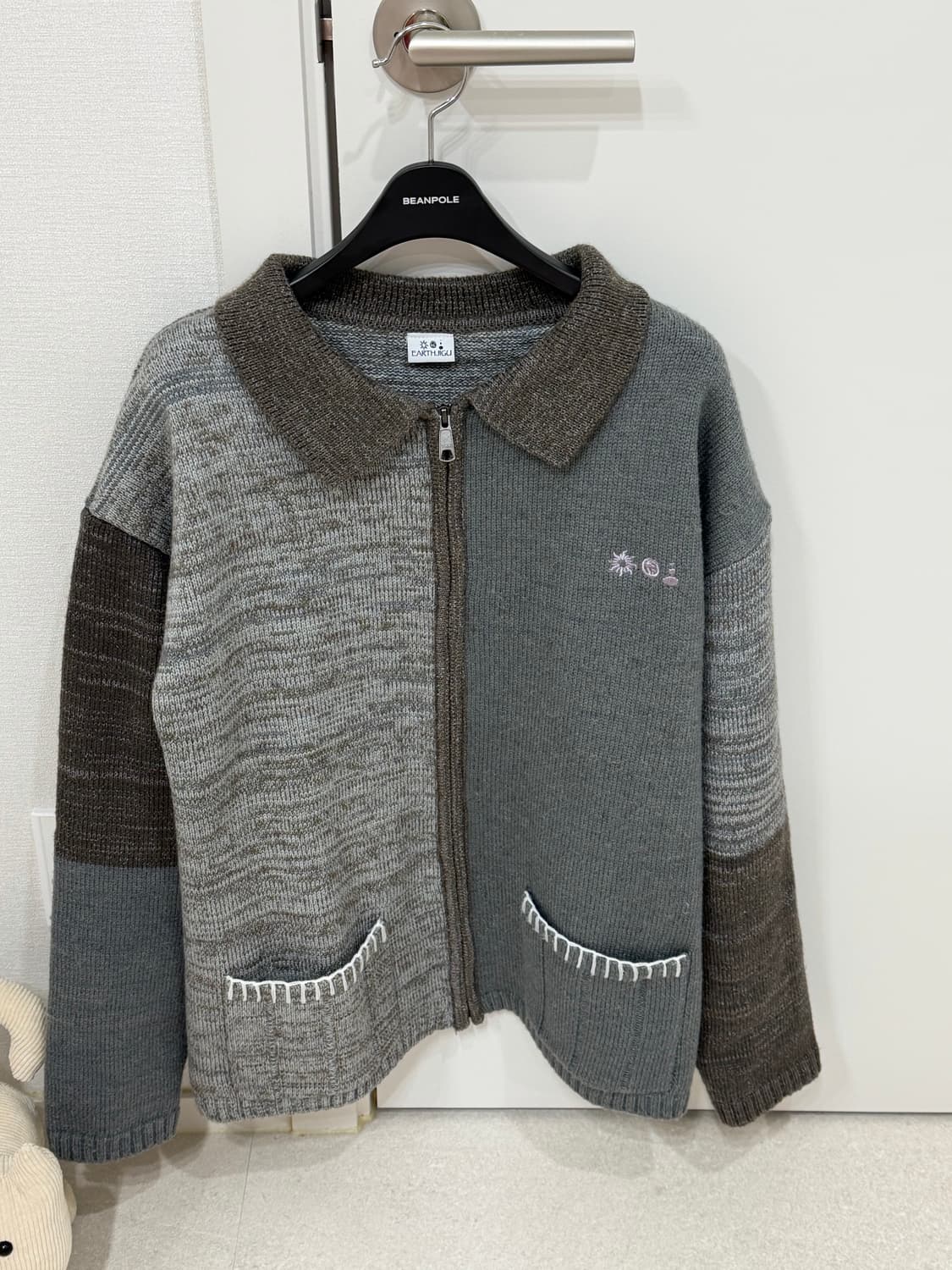 어스지구 MELANGE KNIT JACKET (CHARCOAL)  상품이미지3