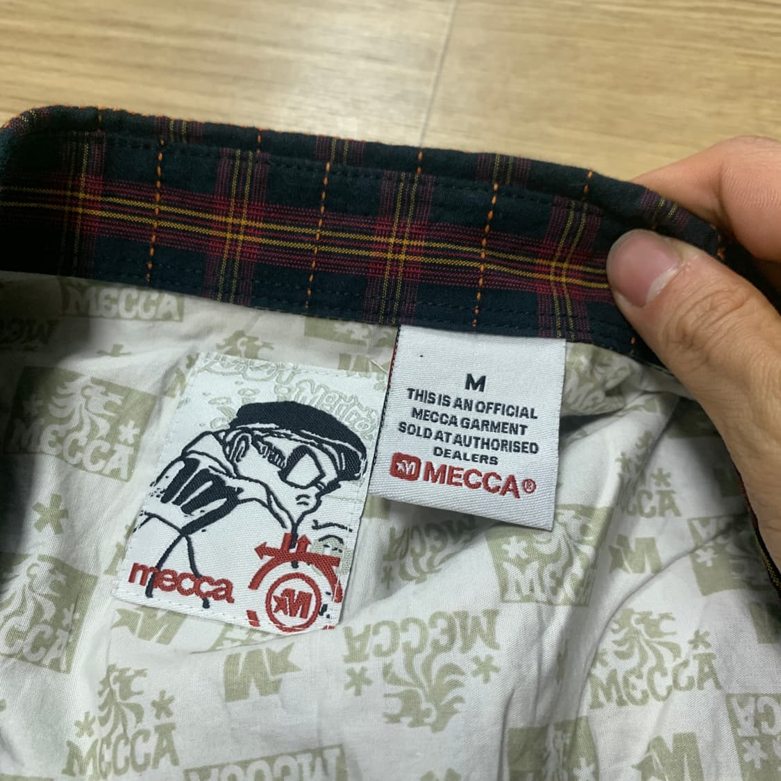 XL] MECCA 메카 90s 올드스쿨 자수 로고 체크 반팔셔츠 상품이미지3