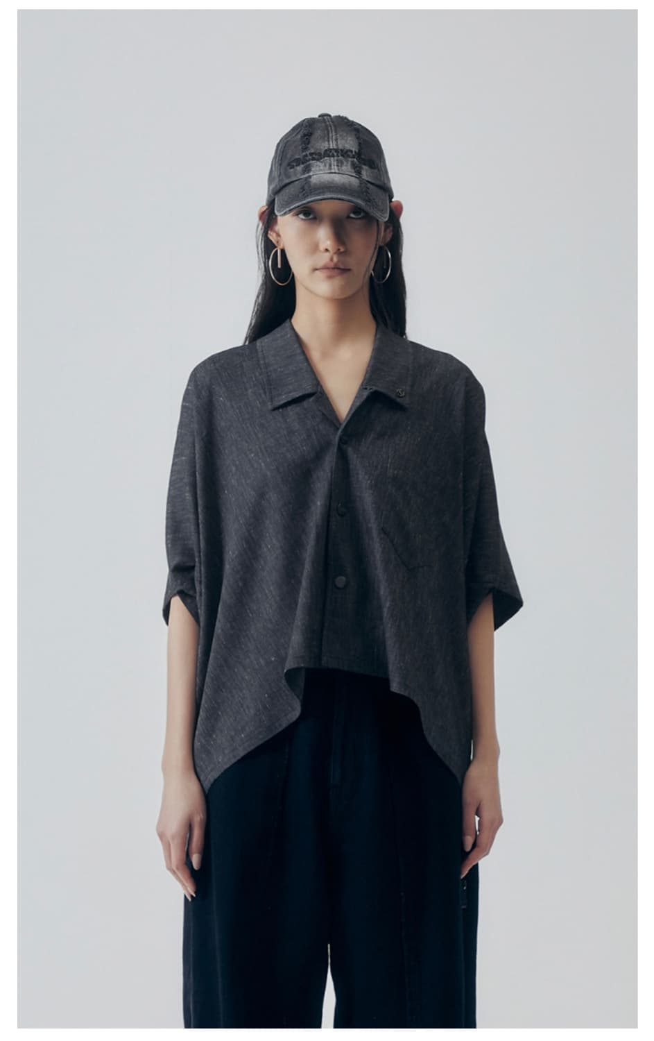 트리밍버드Oversized Poncho Short Sleeve Shirt 상품이미지1