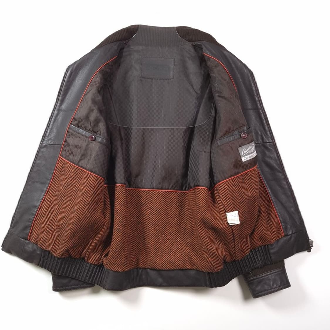 크로커다일 리얼 양가죽 니트 믹스 레더 자켓 M 상품이미지5