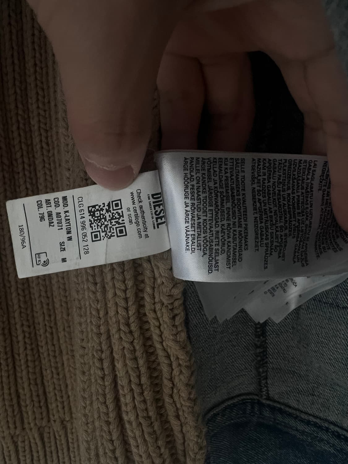 디젤 니트 앤 데님 트러커 자켓 블루 브라운 상품이미지3