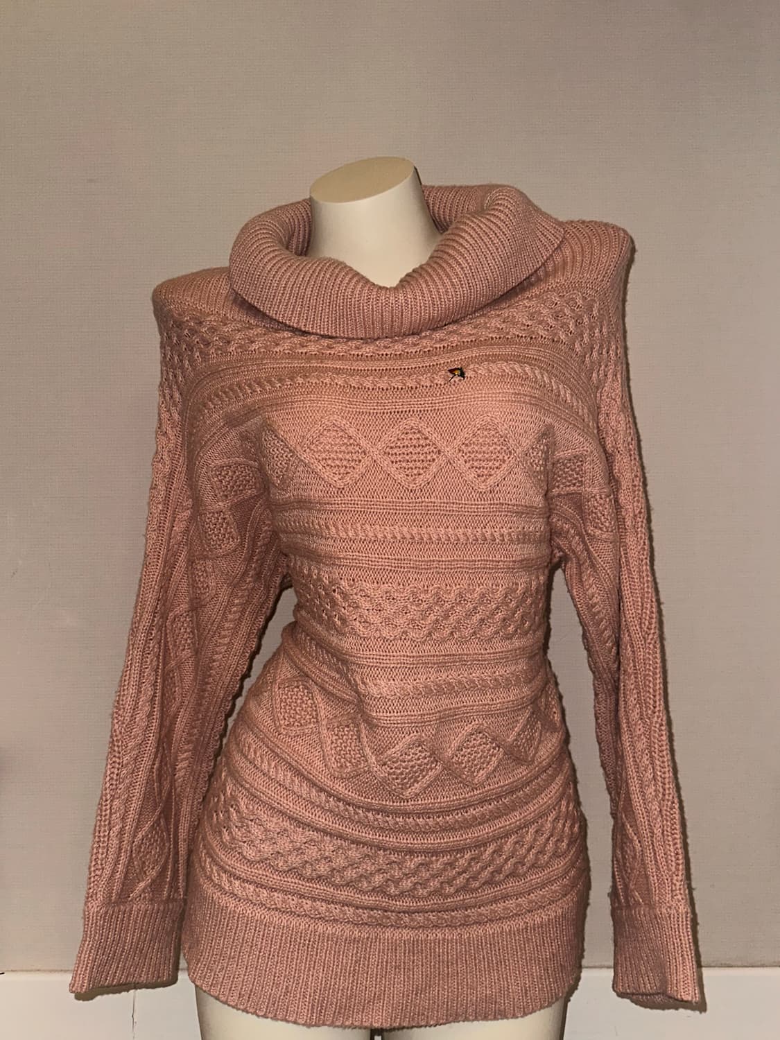 베이비핑크 빈티지 폴라 니트 미니 원피스 상품이미지4