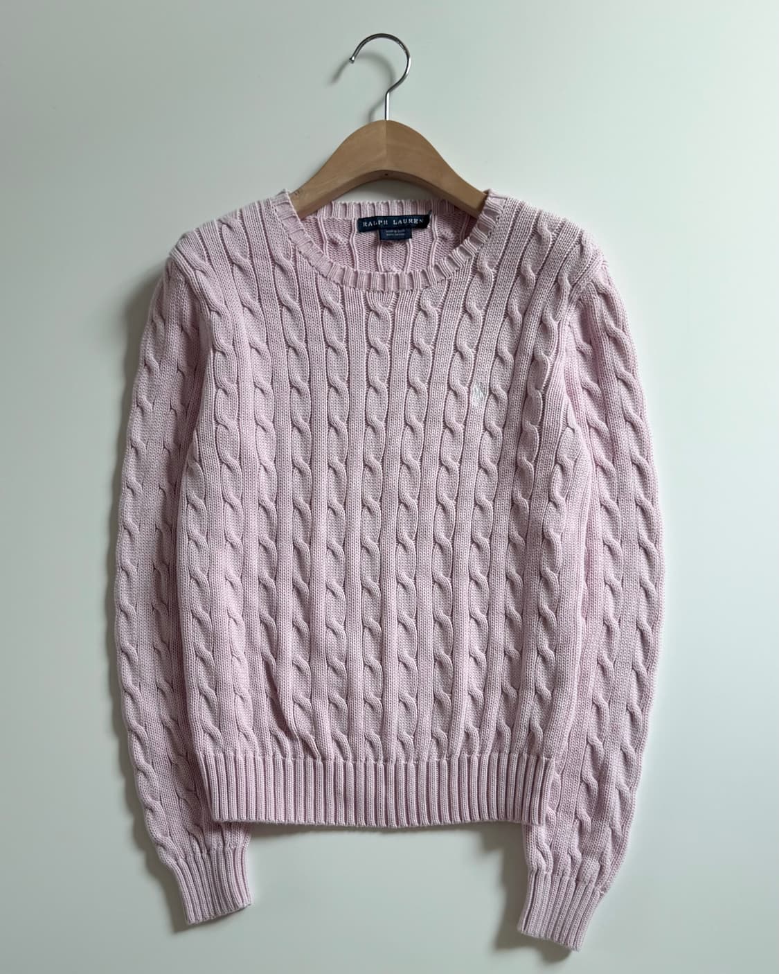 Polo 랄프로렌 우먼 베이비핑크컬러 코튼 케이블 니트 상품이미지3