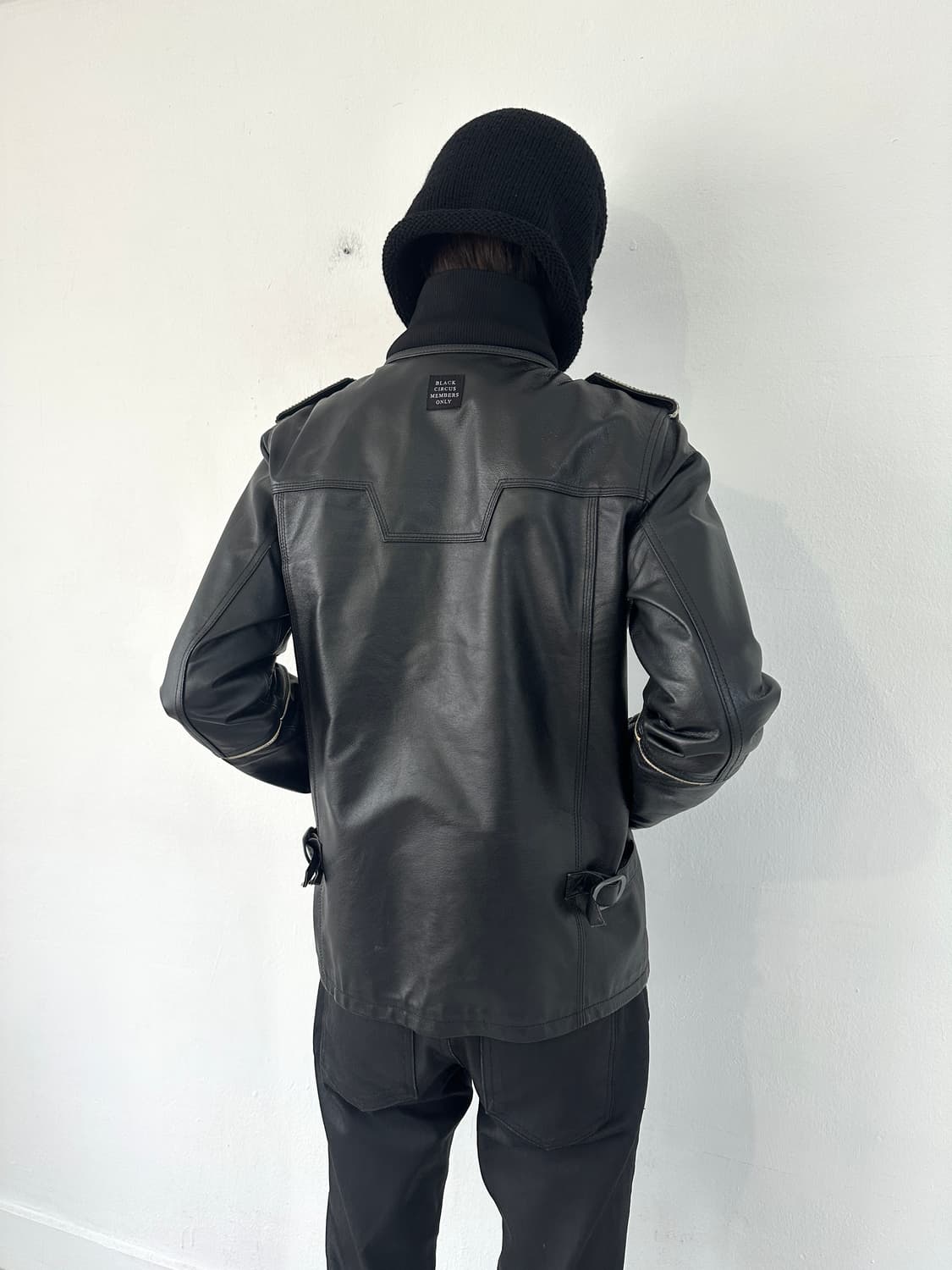 VTG 나폴레옹 하이넥 견장 블랙 레더 자켓 상품이미지5