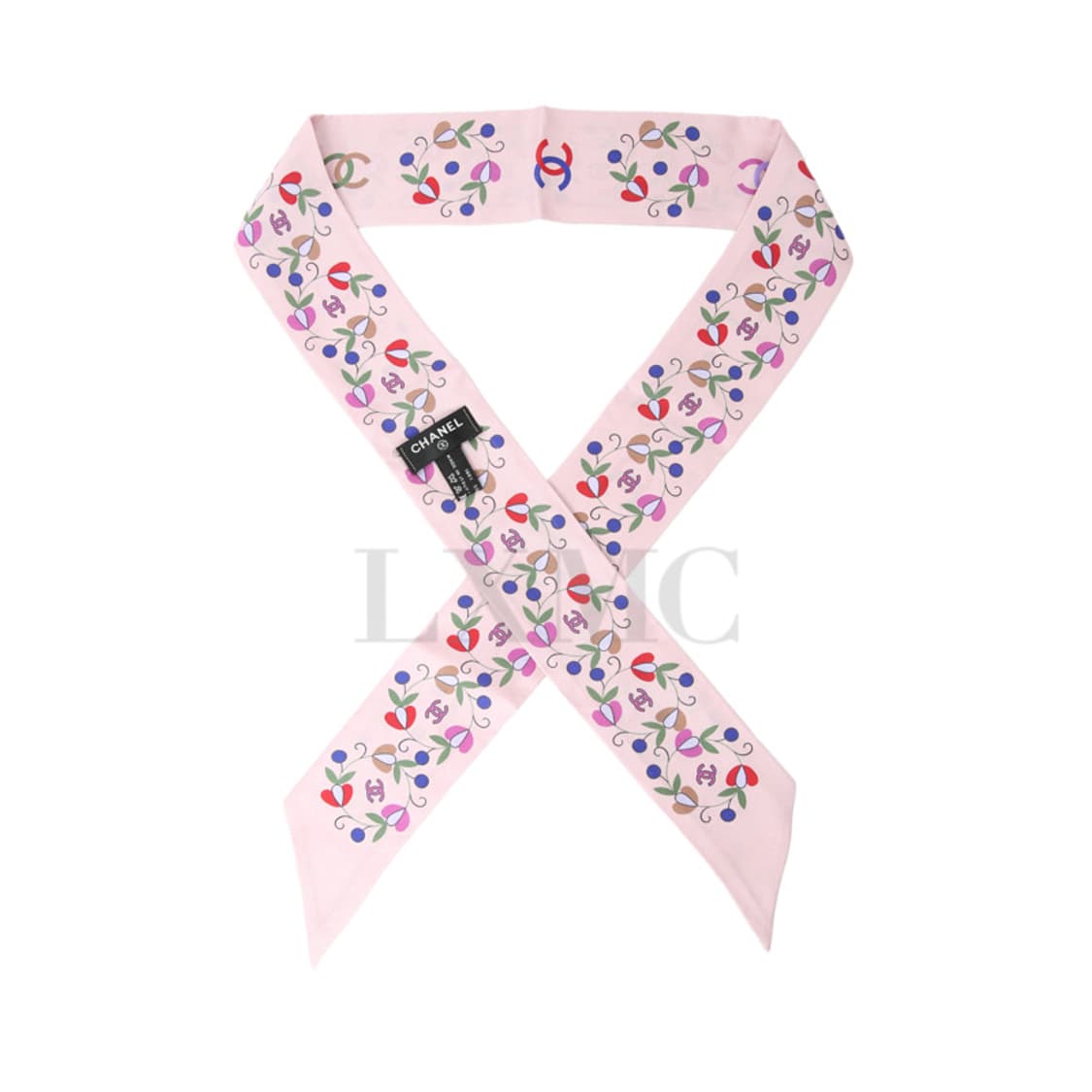 샤넬 스카프 핑크 플라워 실크 헤어밴드 트윌 미니스카프 상품이미지2