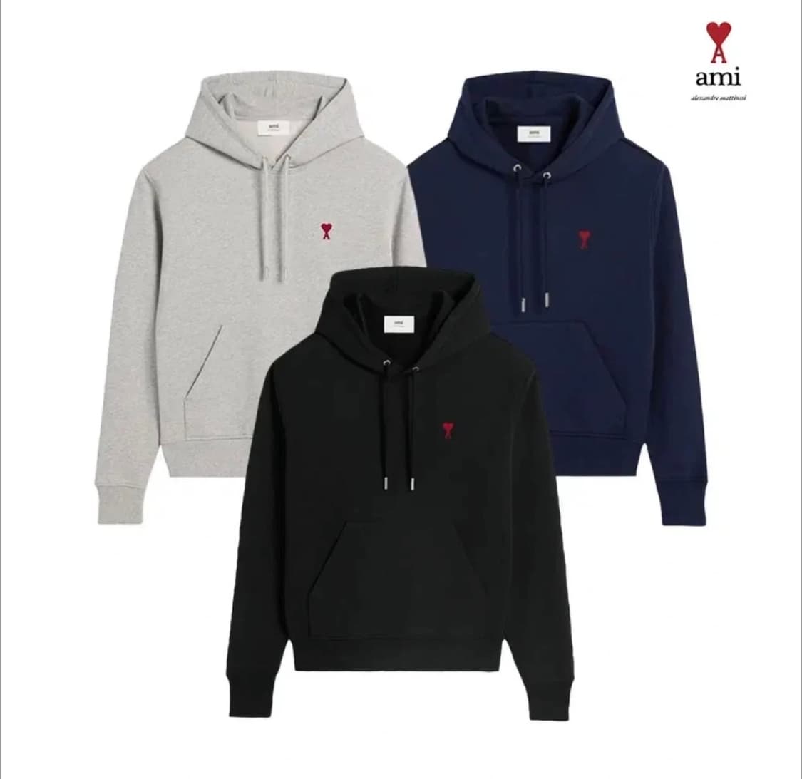 [새상품/QR정품]아미 후드티 논기모 스몰로고 남녀공용 3color 상품이미지1