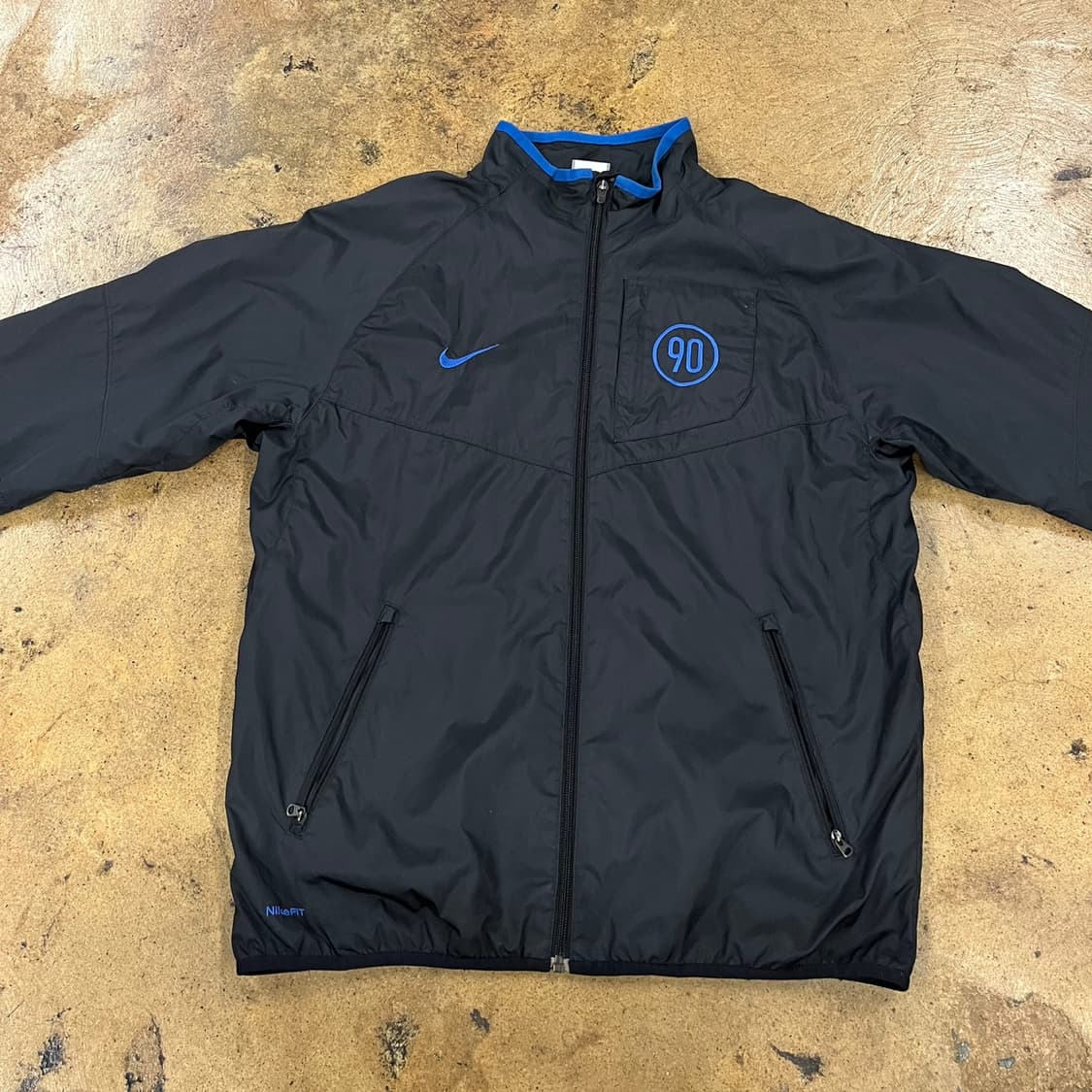 [정품/M] 나이키 블랙 윈드러너 바람막이 블루 로고 b14 상품이미지3