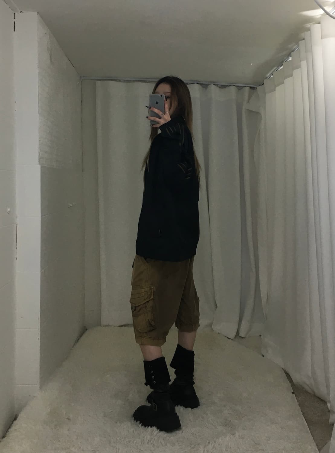 빈티지 빅포켓 베이지브라운 카고 버뮤다 팬츠 상품이미지1