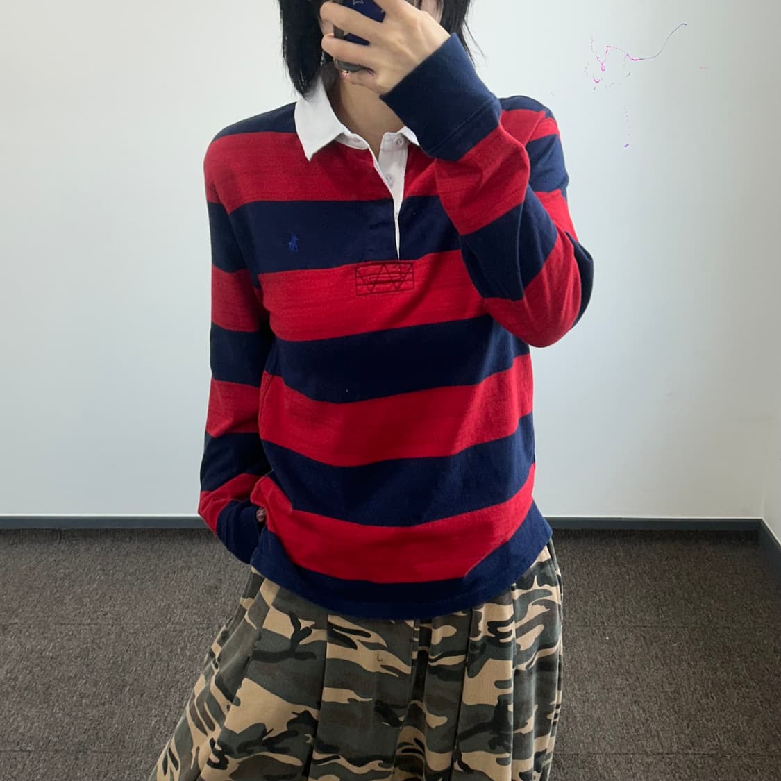 Polo 폴로 블루포니 네이비 레드 스트라이프셔츠 상품이미지1