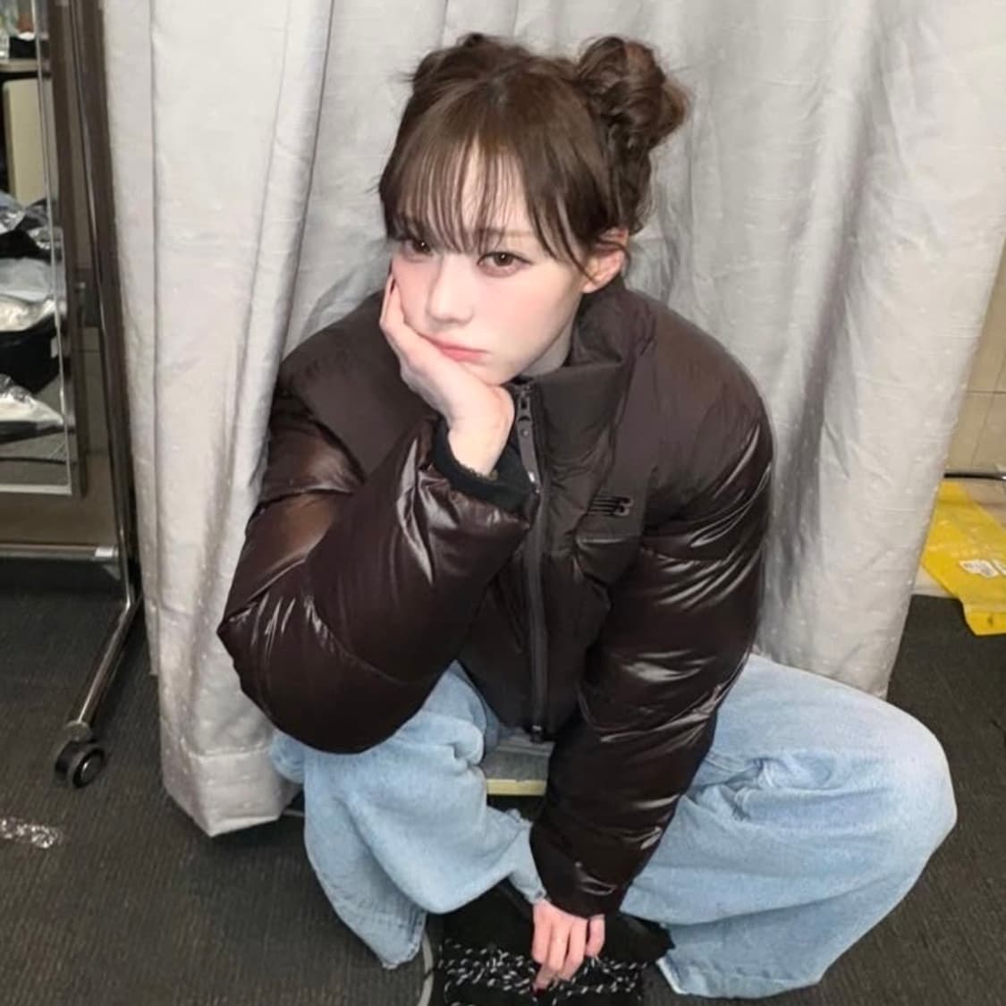 뉴발란스 액티브 숏 글로시 브라운 구스 다운 패딩 s 상품이미지3