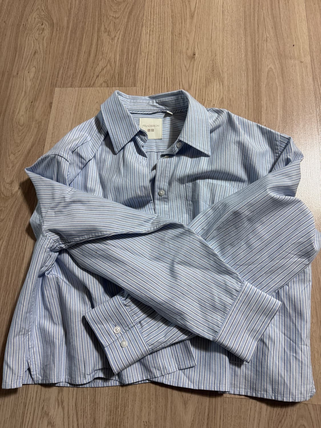 유니클로 x JW 앤더슨 옥스포드 박시 셔츠 스트라이프 라이트 블루 XL 상품이미지2