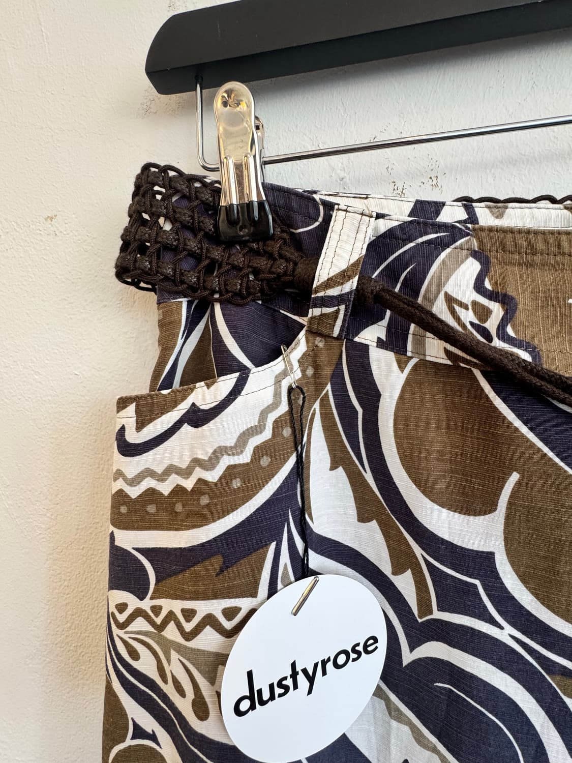 카키&네이비 패턴 미디스커트 상품이미지2