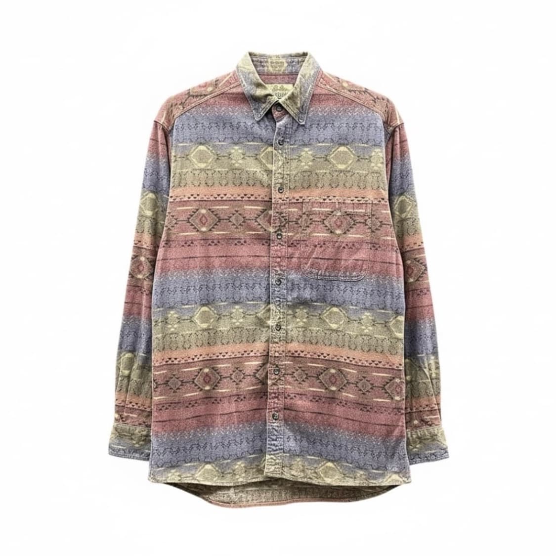 USA VINTAGE 플란넬 셔츠 웨스턴 아즈텍 패턴 디테일 핑크 블루 상품이미지1