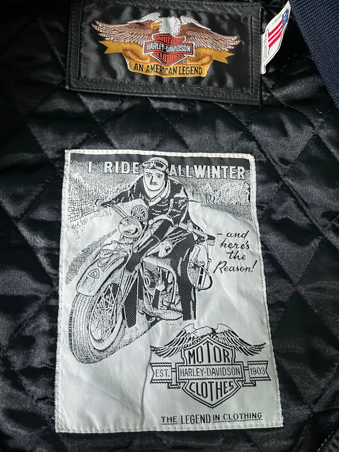 90s Harley nylon quilted leather bomber 상품이미지2