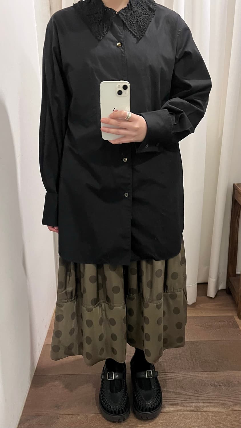Dot Padded Shirring Skirt 상품이미지3