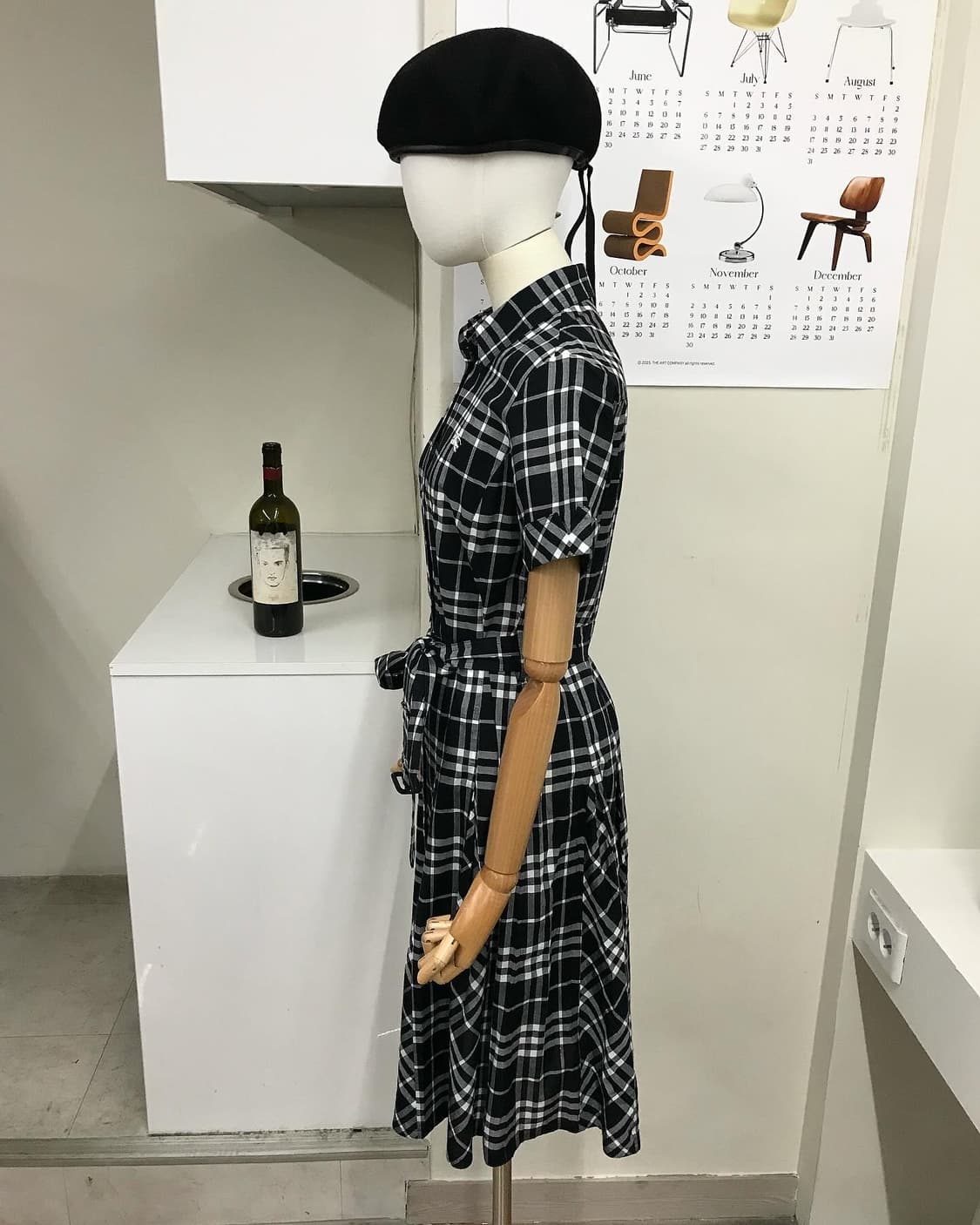 버버리 로고 블랙 체크 벨티드 원피스 상품이미지7