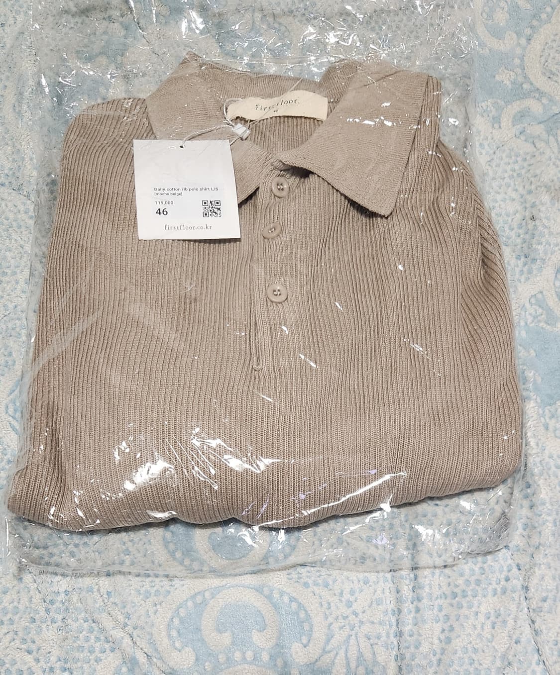 [46 새상품] 퍼스트플로어 코튼 립 폴로 셔츠 모카 베이지 상품이미지1