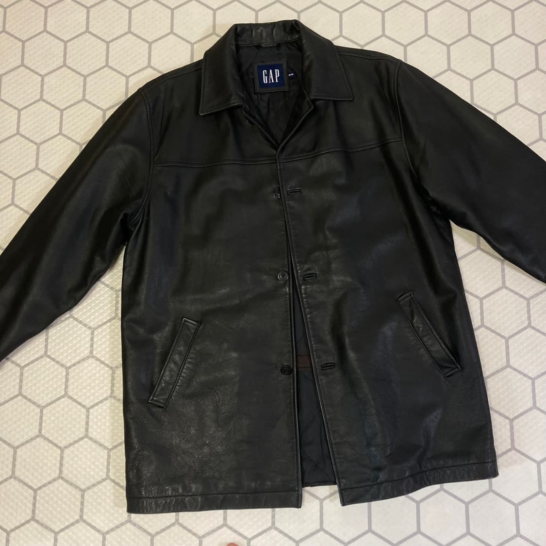 (M) 90s GAP 갭 올드갭 카코트 레더자켓 블랙 상품이미지1