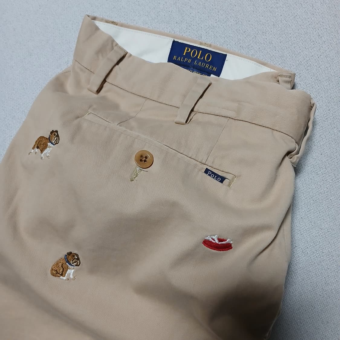 POLO 폴로 랄프로렌 불독 자수 면 반바지 쇼츠 33인치이하 상품이미지1