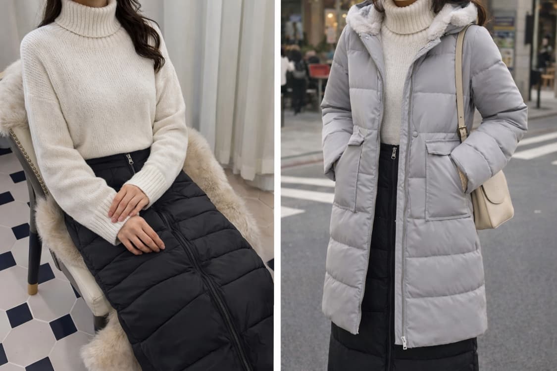 패딩 롱 스커트 허단42  XL 새상품  상품이미지1