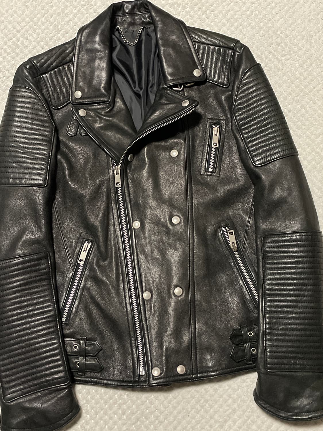 웨스턴 무드 램스킨 양가죽 바이커 레더 자켓 상품이미지5