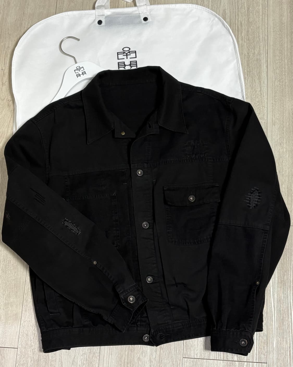 [2]폴리테루 사시코 트러커 자켓 블랙 상품이미지4