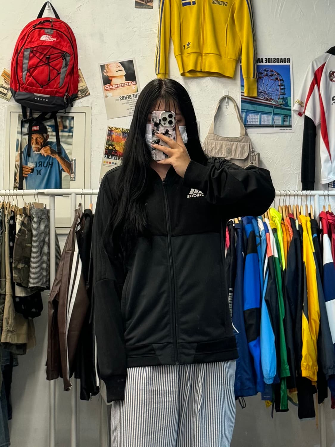 아디다스 삼선로고 블랙 그레이 트랙탑 져지 XL 상품이미지1